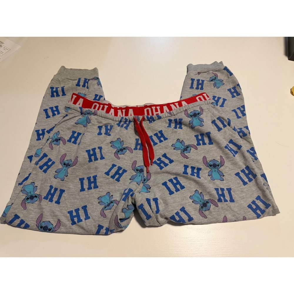 Disney Lilo and Stitch Ohana Pajama Pants Gray Red XL Loungewear Joggers